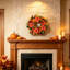 Couronne d'automne pour porte d'entrée avec pivoines artificielles, citrouilles et eucalyptus, couronne florale d'automne de 17,7 po pour la récolte de l'Action de grâce