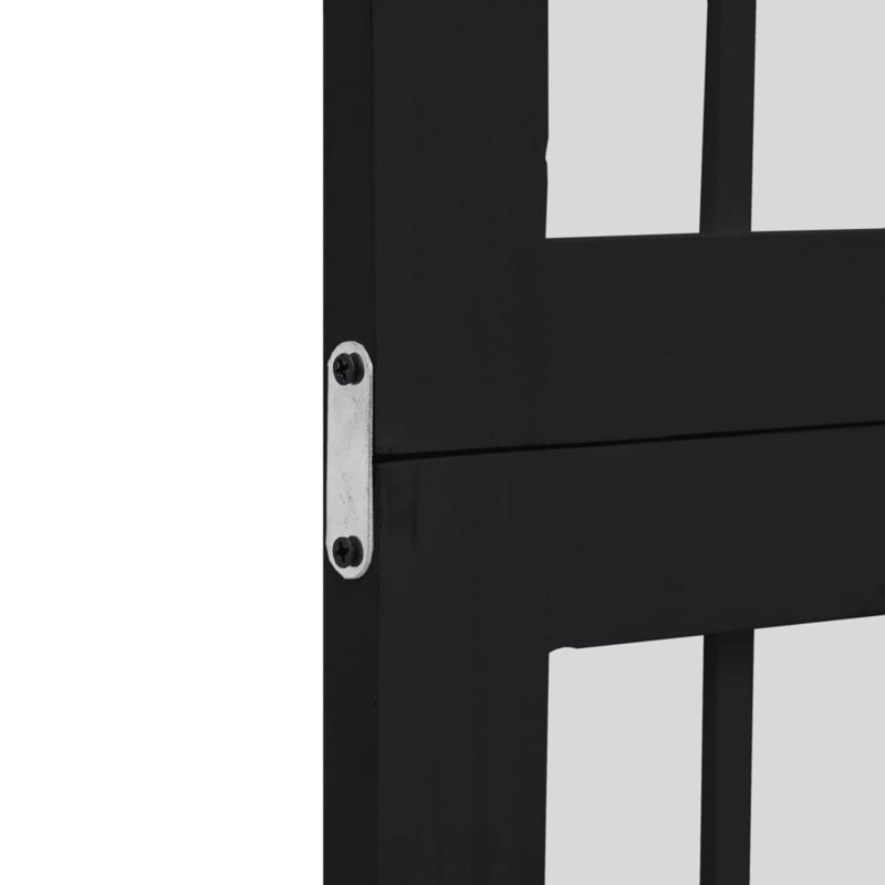 Room Divider 4 Panels Solid Wood Paulownia, 160cm H x 145cm W x 1.6cm D, Black