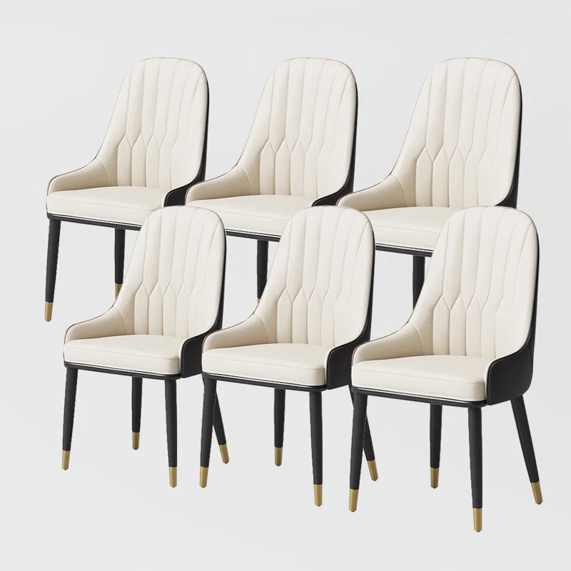 Chaises de salle à manger, fauteuils à dossier haut Modern, Noir / beige, Ensemble de 6