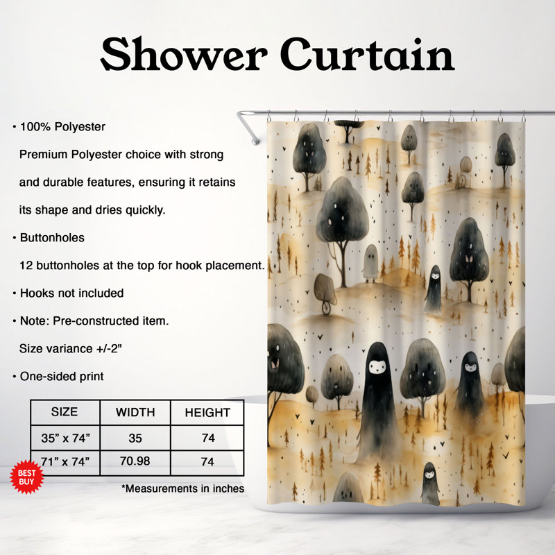 Witchy Autumn - Rideau de douche Premium, H 74 po x l 71 po
