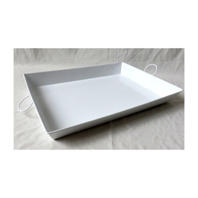 Black Rectangular Metal With Folding Handles  Tray