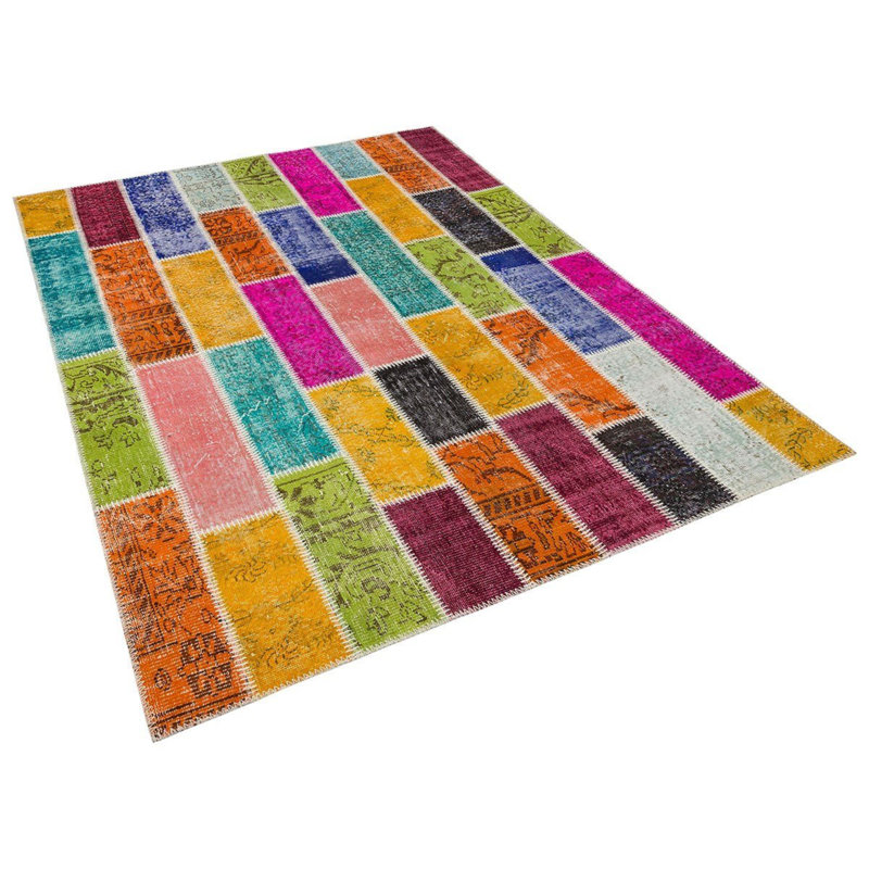 Tapis géométrique multicolore fabriqué à la main Modern