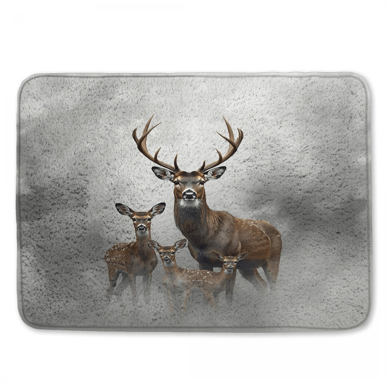Tapis de bain Deer Family In Fog, 34in W x 21in L