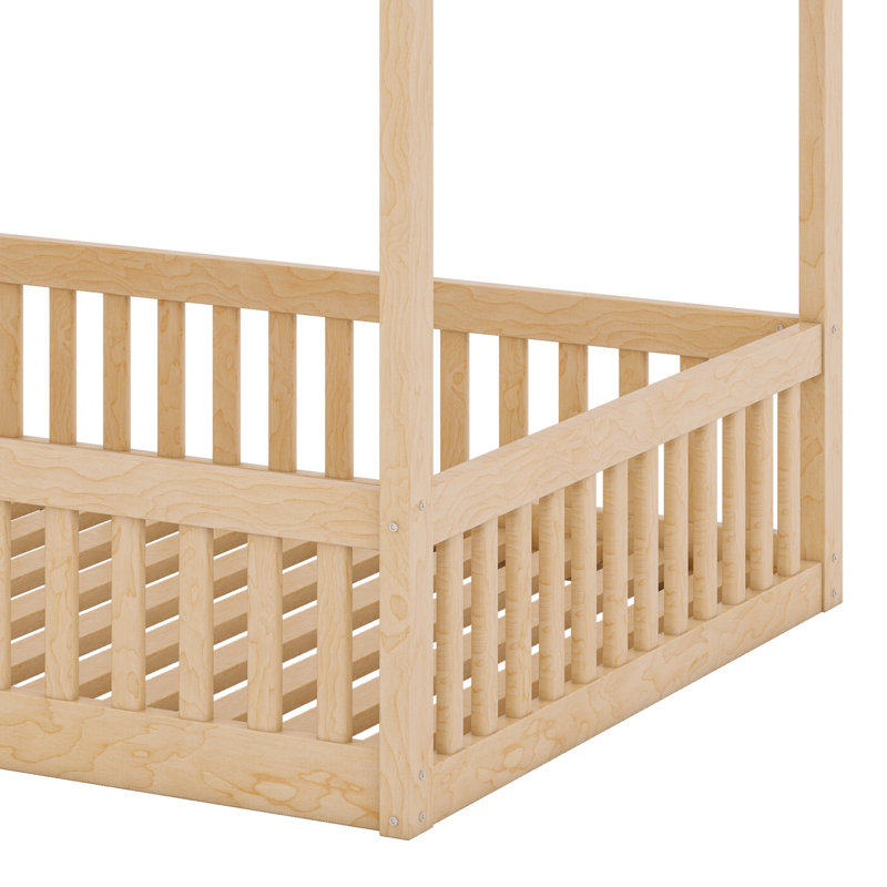 Wood Bunk Bed With Ladder, Natural