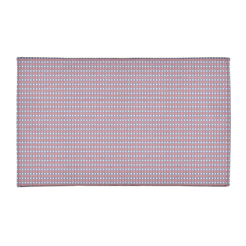 Tapis rose/bleu zone fait main géométrique, Rectangle 3 pi x 5 pi