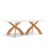 Entwine - Rectangular 42IN x 72IN Glass Top Table - Natural Walnut Finish
