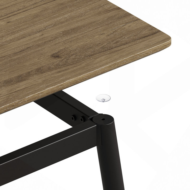 Ensemble de table de salle à manger et de table moderne 4 pièces à grain de bois moderne, table de salle à manger élégante, table de salle à manger de cuisine, robuste et durable, facile à assembler, pieds en métal noir