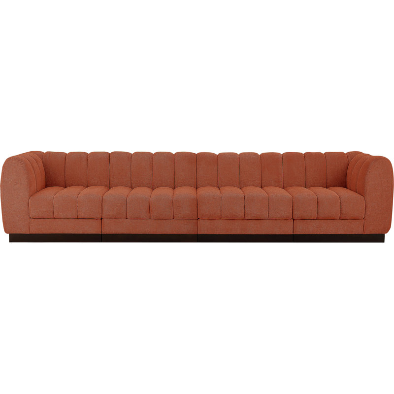 Quinn 133" Upholstered Sofa, Cognac Chenille Fabric