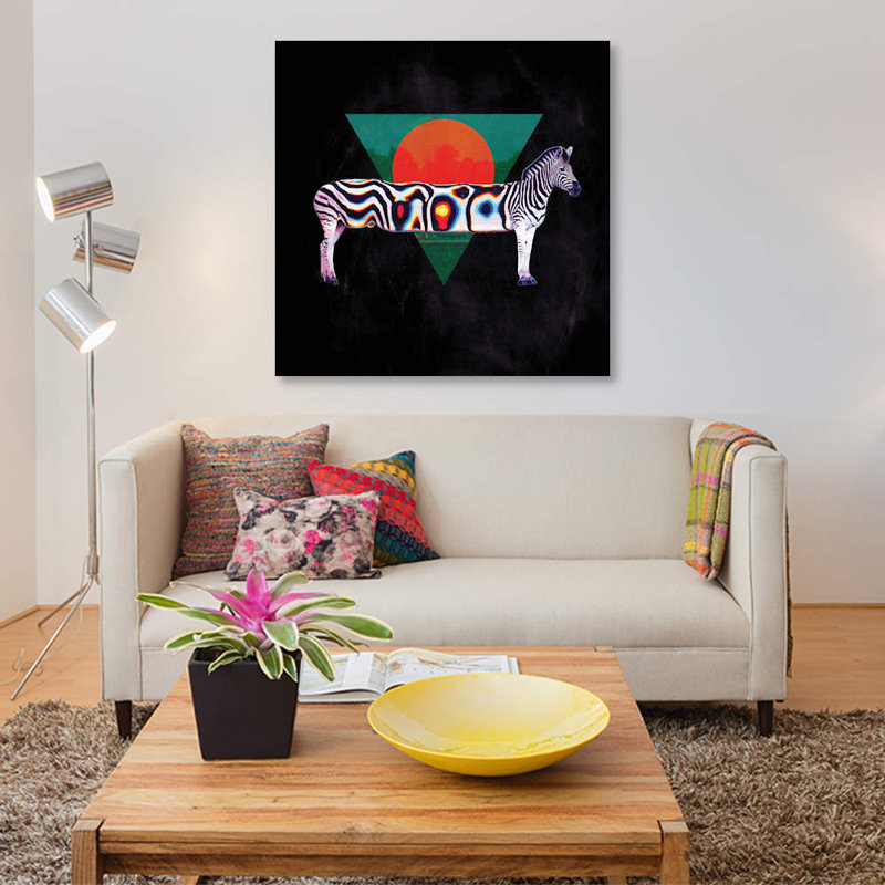 «Zebra, Square» par Ali Gulec, impression sur toile tendue, H 12 po x l 12 po x P 0,75 po, Pas de tapis, Toile tendue