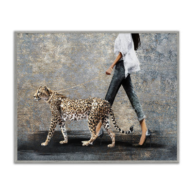  Trendy Woman with Leopard Framed Giclee Art by Svetlana Aleynikova