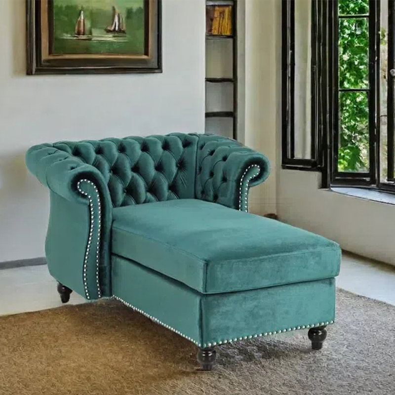 Neoclassical casual elegant home chaise lounge, Atrovirens