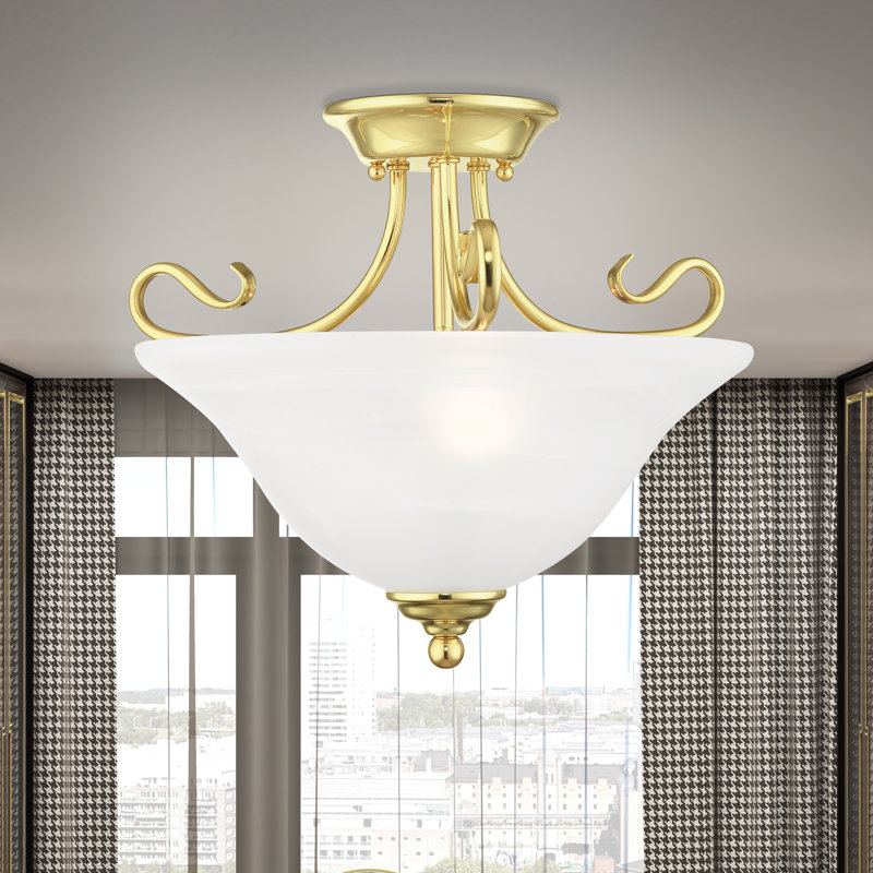 Aquala Glass Semi Flush Mount, Polished Brass