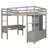 Loft Bed with Built-in Desk with Two Drawers, and Storage Shelves and Drawers-542712032
