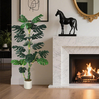 6FT Artificial Monstera Deliciosa Plant - Floor Plant in Pot,Fake Monstera Plant for Indoor Home Office Store Decor, Fake Floor Palm Plant