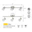 Luminaire sur rail de cuisine à 3 lumières avec verre fixe, éclairage sur rail fixe moderne nickel brossé XIN-TR1237-3-BN-63957605