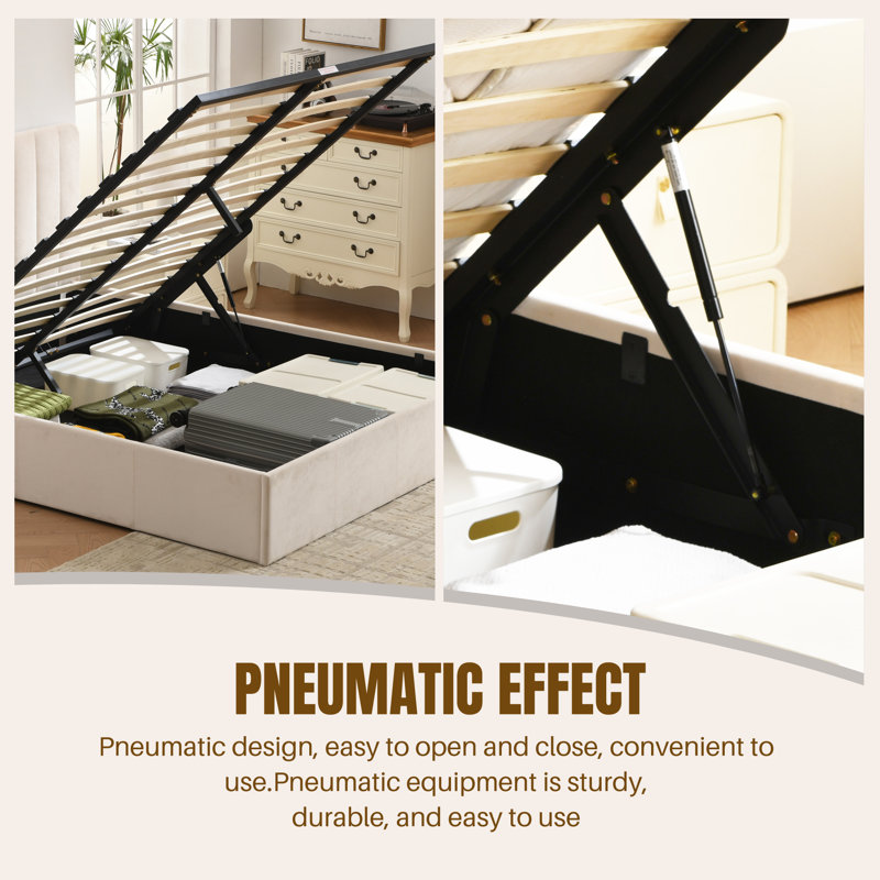 Hydraulic Lift Up Storage Upholstered Platform Bed