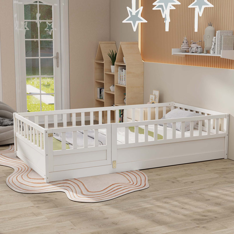 Lit en bois pour enfants, lattes de soutien, Simple, Blanc