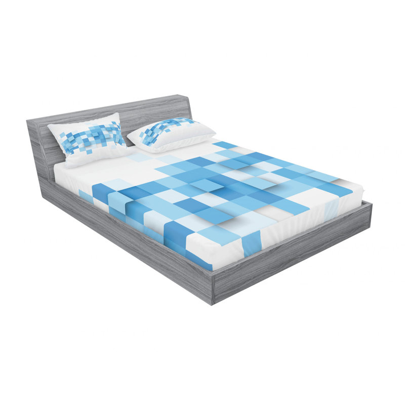 Microfiber Abstract Sheet Set, Queen Sheet Set with Fitted Sheet