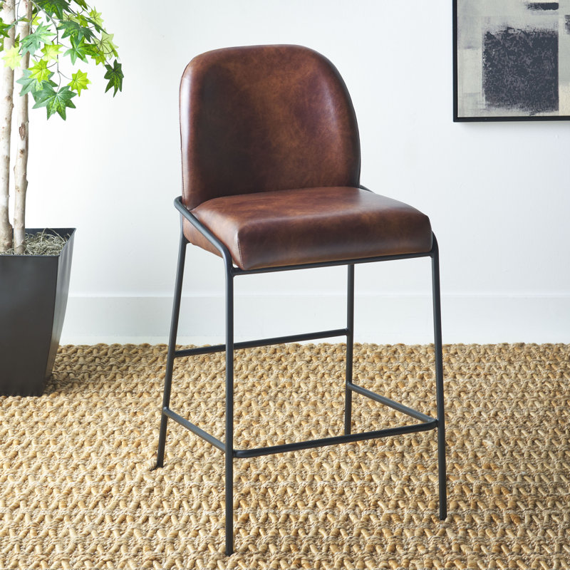 Barrington Vegan Leather Bar & Counter Stool, Counter Stool (26.5" Seat Height), Brown