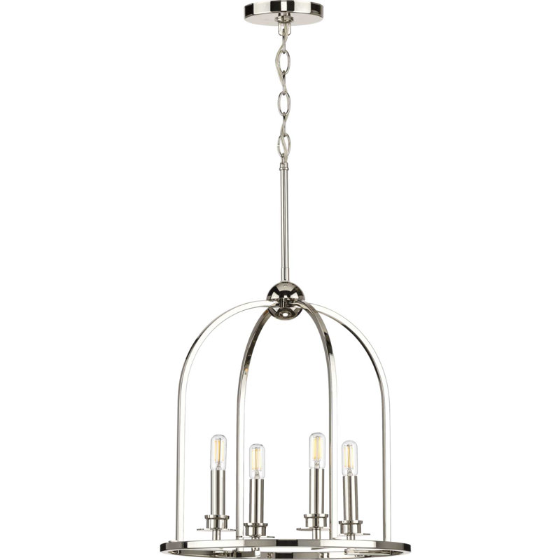 Lustre géométrique grise 4 lumières Gatun, Nickel poli