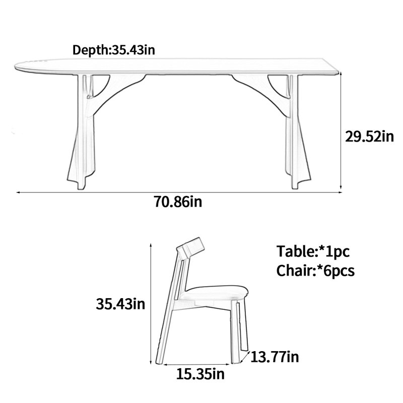 Semicircular Rock Slab Dining Table, 29.52"H x 70.86"L x 35.43"W