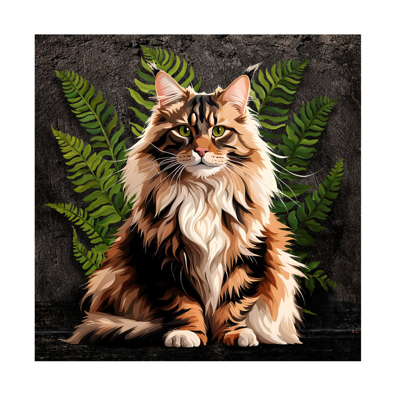 Art sur toile, "Tina Lavoie Portrait of A Maine Coon Cat", H 18 po x l 18 po