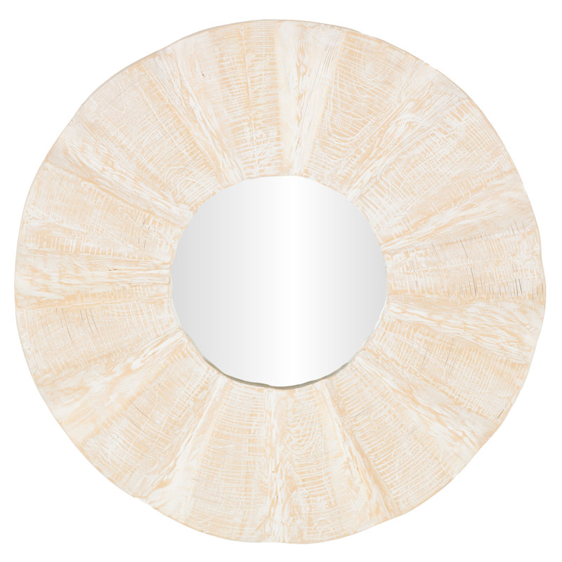 Grand miroir mural abstrait en bois de teck Cole and Grey