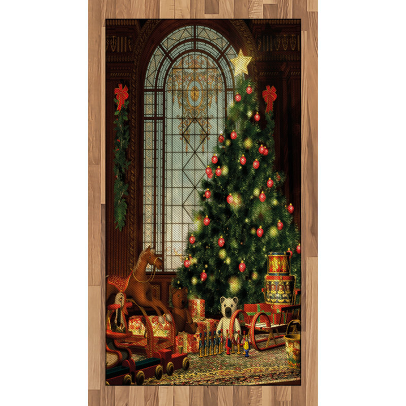 Christmas High Density Long Fiber Poly Threads Decorative Area Rug Carpet, Rectangle 2'7" x 5'