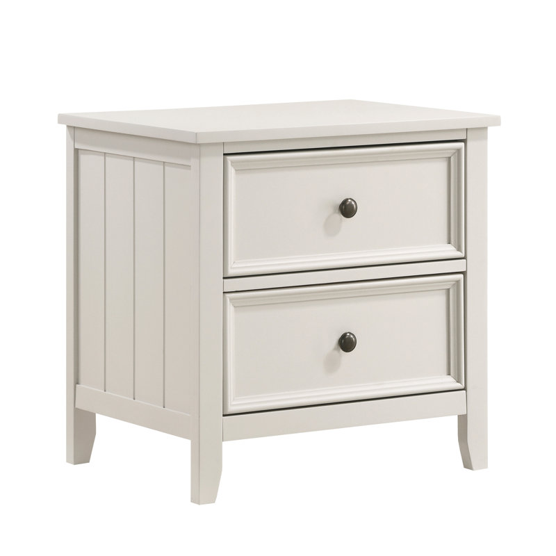 Table de chevet moderne avec 2 tiroirs, table de chevet blanche classique