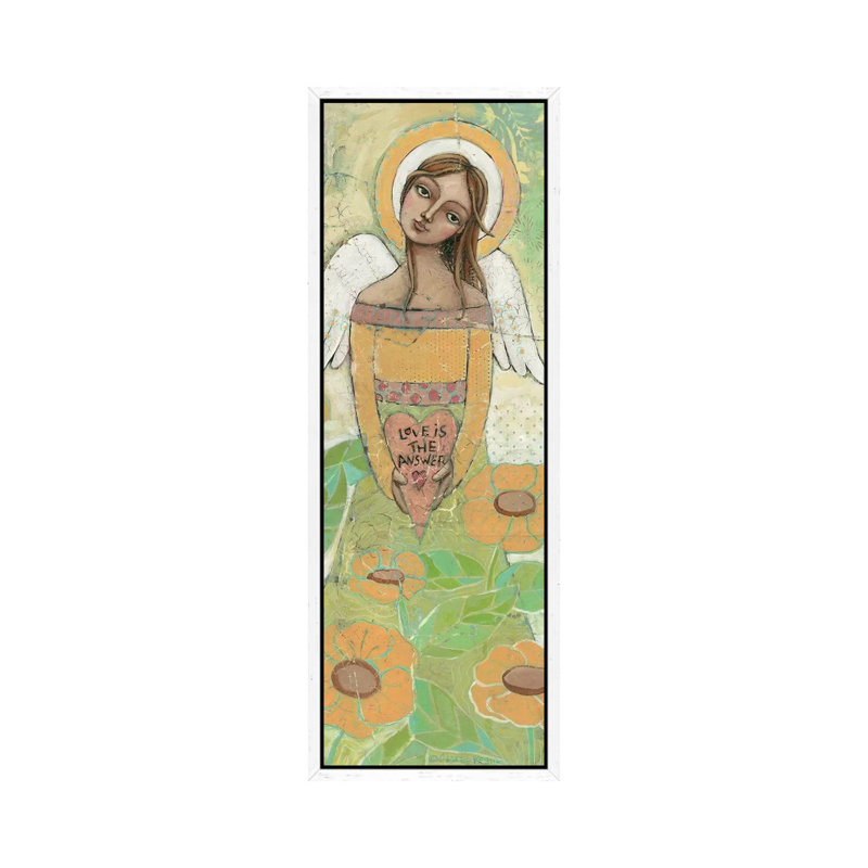 Love Is The Answer by Teresa Kogut - Panoramic Print on Canvas, 91.44cm H x 30.48cm W x 3.81cm D, White Floater Framed