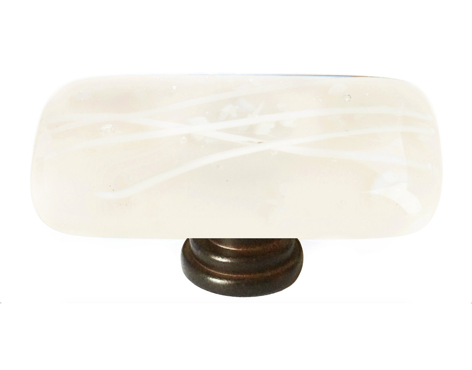 Cirrus Rectangular Cabinet Knob, Vanilla/White Mardi Gras/Oil Rubbed Bronze