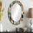 Retro Abstract Drops X - Multi-Colour Modern Oval Wall Mirror-1942385977