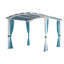 11 pi. L 11 pi. X P 11 pi. D Pergola arquée en acier pour l'extérieur avec rideau bleu et auvent