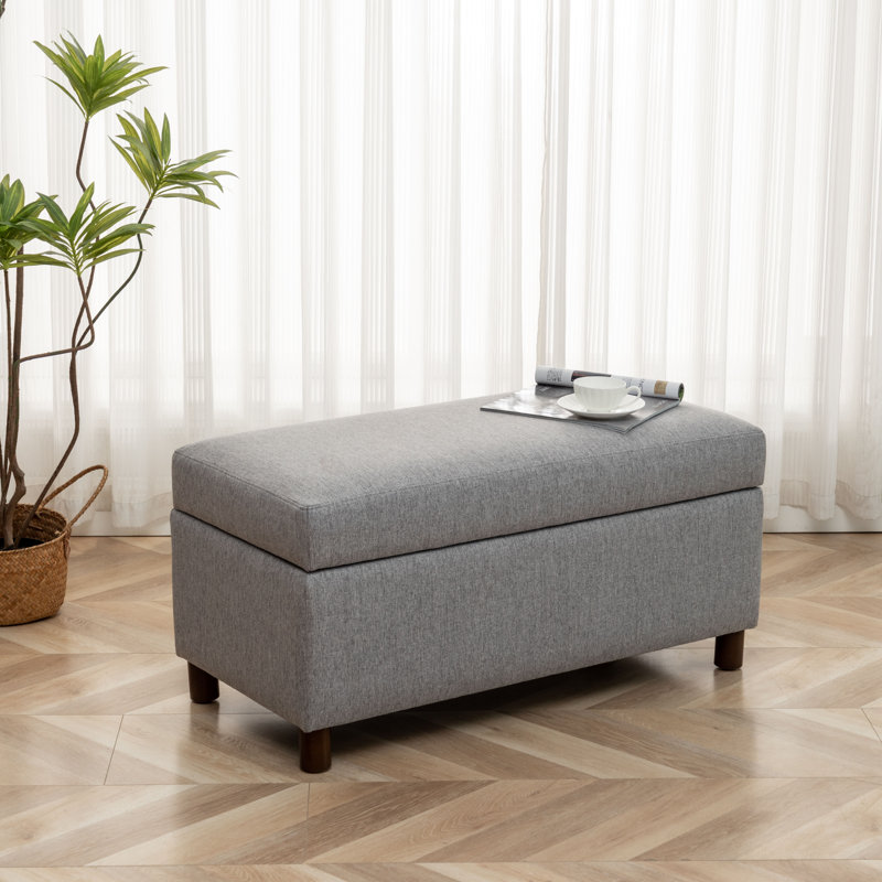 Banc de rangement rembourré Calletana, Gris / uni