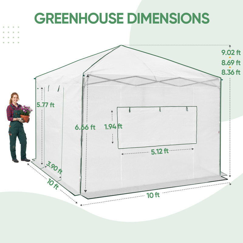Pop Up Greenhouses 10' x 10' Pop-Up Hobby Greenhouse, White