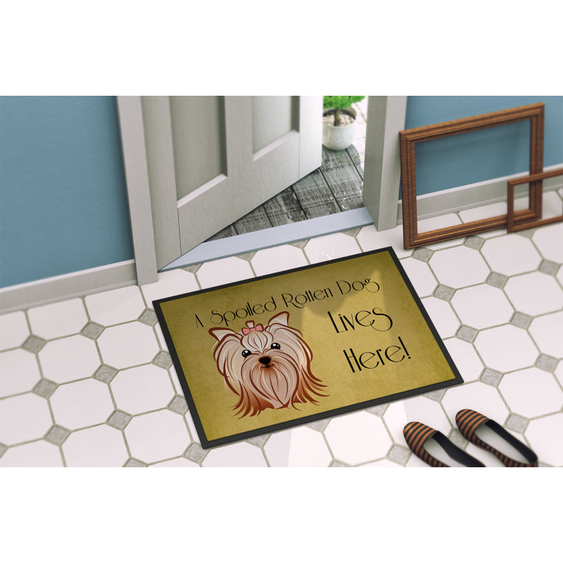 Paillasson d’extérieur anti-dérapant Trae Yorkshire terrier, Rectangle 1 pi 6 po x 2 pi 3 po