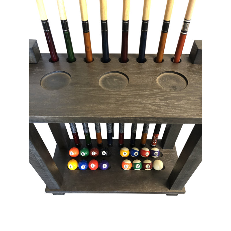 Hardwood 8-cue Billiard Floor Rack, Weathered Fieldstone