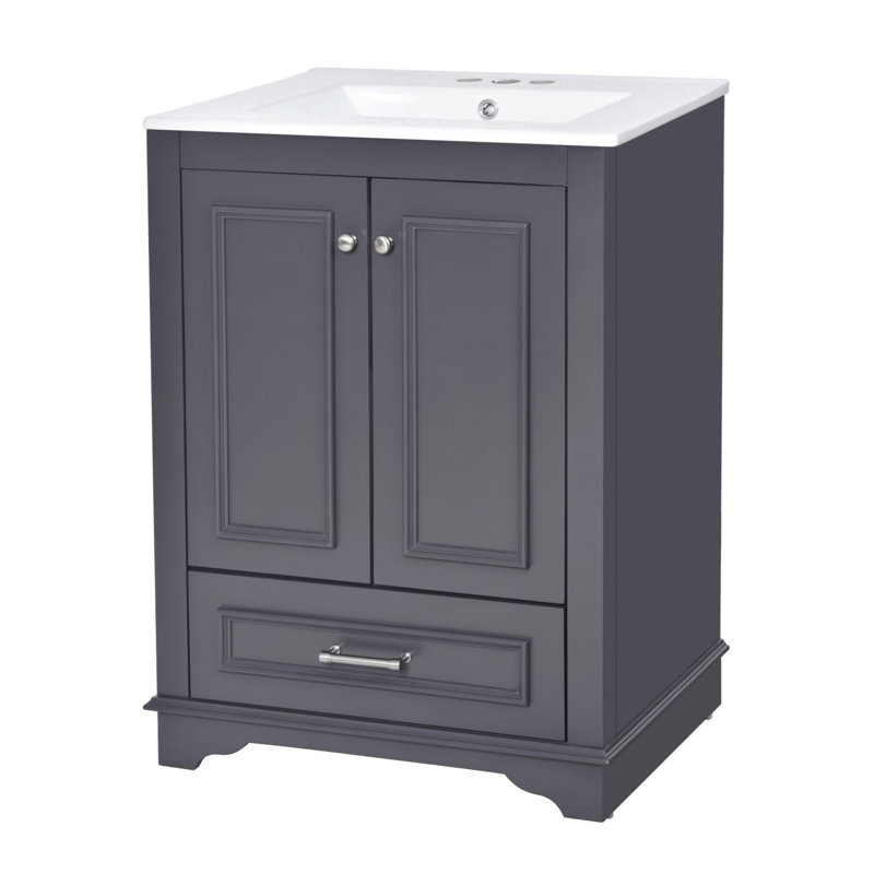 Meuble-lavabo 24 po avec lavabo en résine, Bleu gris