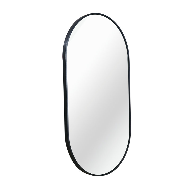 Metal Oval Mirror, 20" x 28", Black