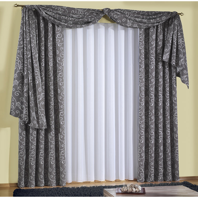 Kituku Semi Sheer Curtain Single Panel, White, 295cm H x 300cm W