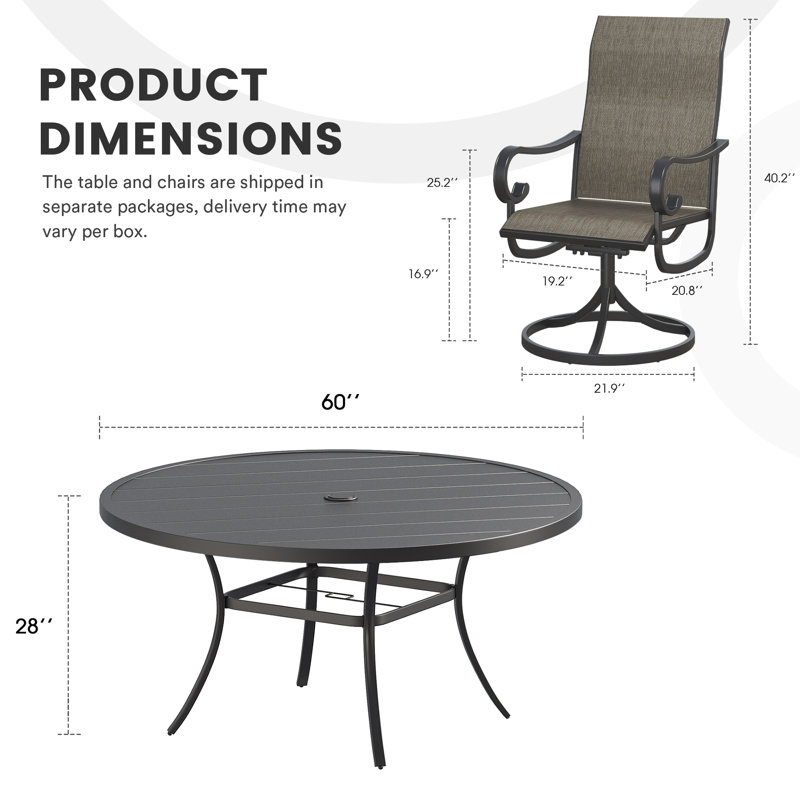 Patio Dining Set, Gray/Black