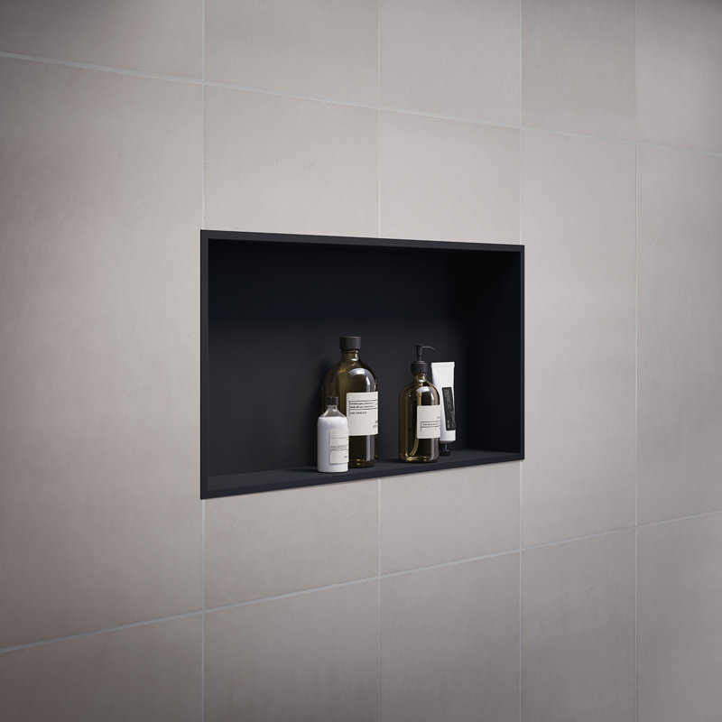 Black Stainless Steel shower niche insert 24" X 12" , Matte Black