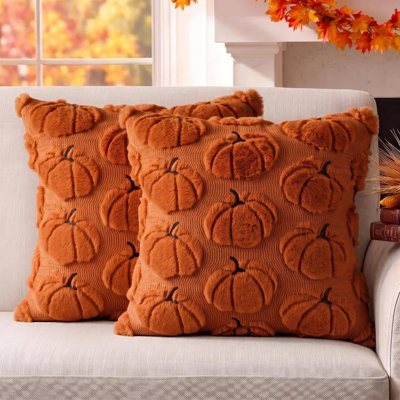 Housses de coussin automnales citrouille, 45 x 45 cm, ensemble de 2, blanches