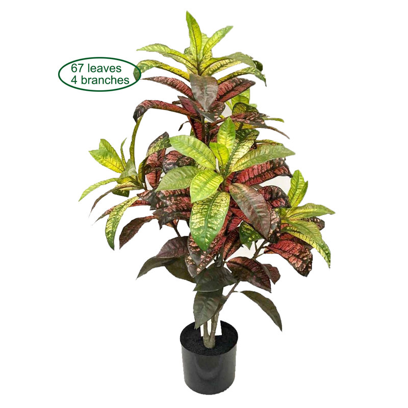 Real touch Artificial Croton Tree in Pot, 24" H x 22" W x 22" D