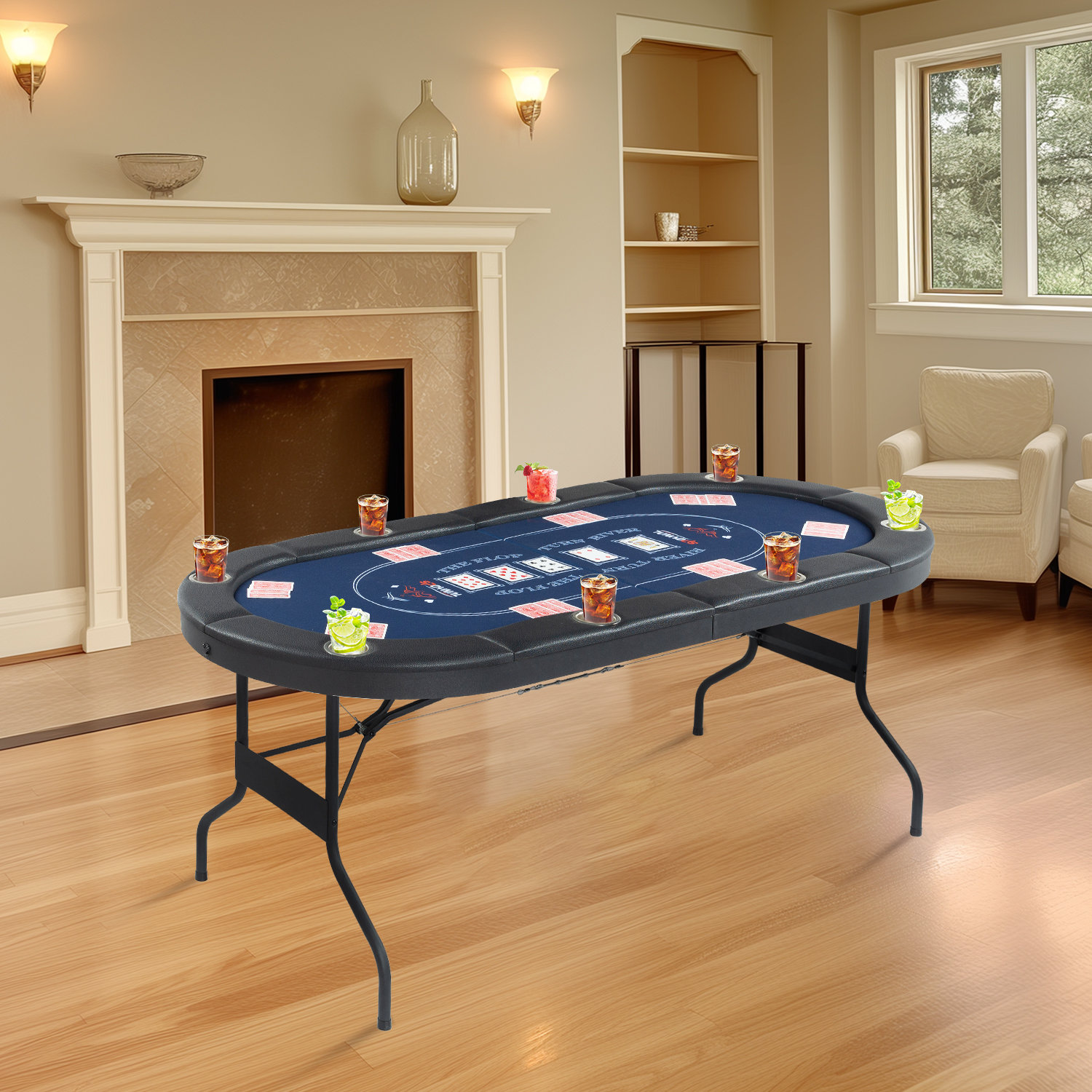 ECOSUB Foldable Poker Table For 8 Players With Soft Padded Armrests ...