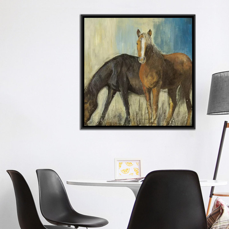 « cheval ii », impression sur toile, H 18 po x l 18 po x P 1,5 po, Toile avec cadre noir, Pas de tapis
