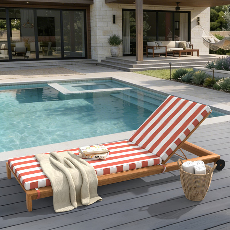 Outdoor Chaise Cushion With Sunbrella Fabric, 26" W x 80" D, Sunbrella® Refuge Coral