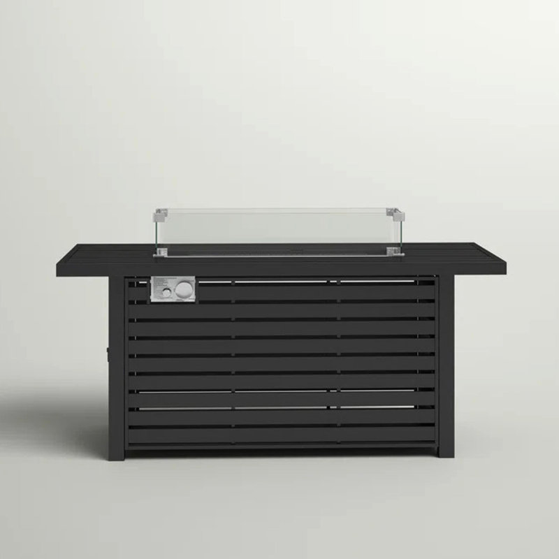 24" Steel Propane Fire Pit Table With Cover - Stylish Outdoor Heating Option For Your Patio. Strong Build, Neutral Finish. Slatted Base An Elegant Touch. Propane-Fueled Fireplace Lid, Cover, Lava