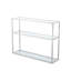 Console avec plateau en verre et rangement ouvert