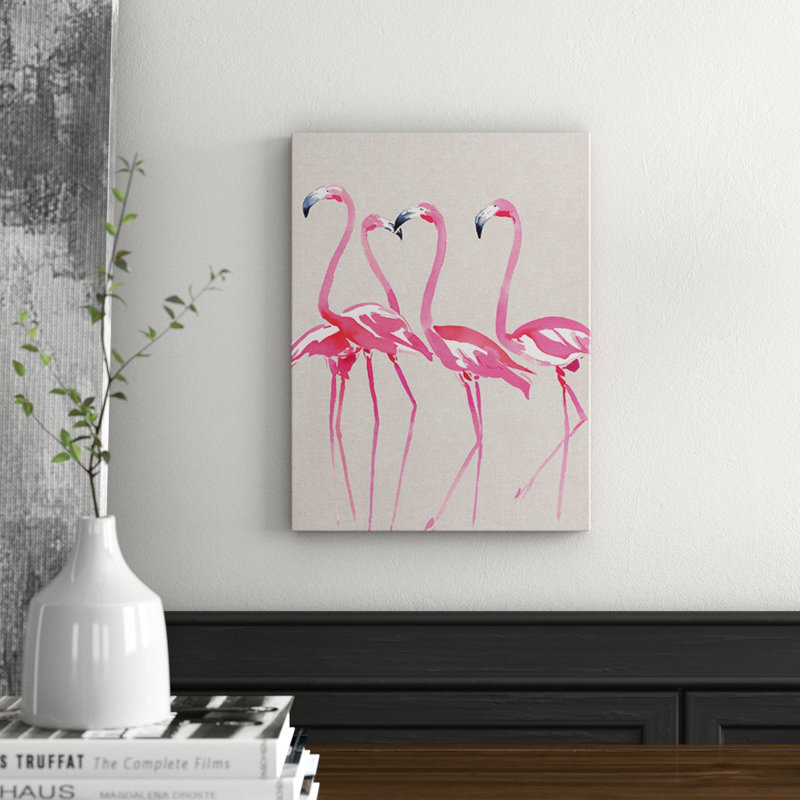 Elegant Flamingos by Summer Thornton - Painting, No Mount, 80cm H x 60cm W